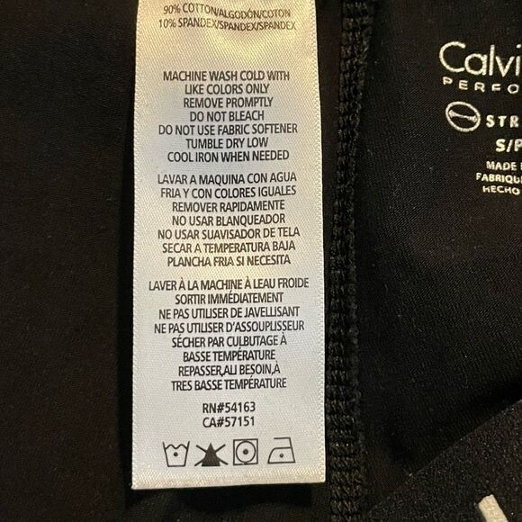 Calvin Klein Performance Leggings Black White Logo Mid-Rise Stretch S - Picture 4 of 5